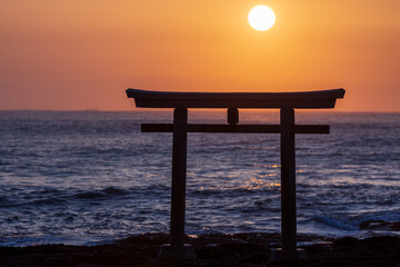 大洗磯前神社　日の出