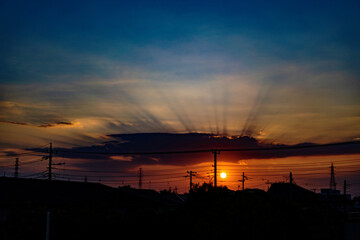 Fototapeta premium power lines at sunset
