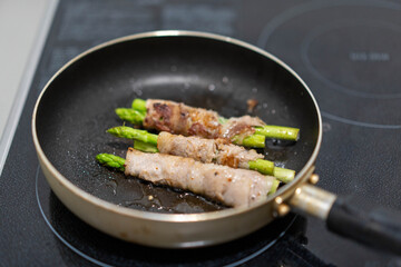 frying pan with meat