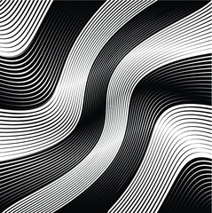 Abstract warped Diagonal Striped Background . Vector curved twisted slanting, waved lines texture
