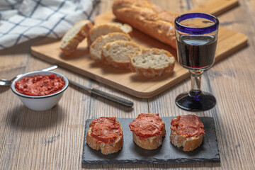 Typical Mediterranean meat spread prepared with pork and paprika.