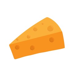 Cartoon vector illstration of piece of yellow cheese with holes isolated on white background