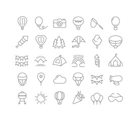 Vector Line Icons of Balloon Festival