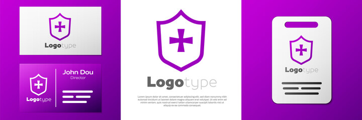 Logotype Shield icon isolated on white background. Guard sign. Security, safety, protection, privacy concept. Logo design template element. Vector.