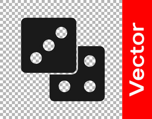 Black Game dice icon isolated on transparent background. Casino gambling. Vector.
