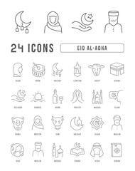 Vector Line Icons of Eid Al-Adha
