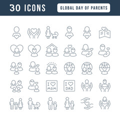 Vector Line Icons of Global Day of Parents