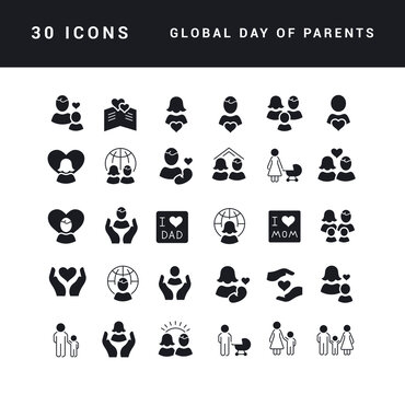 Vector Simple Icons of Global Day of Parents