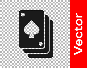 Black Playing cards icon isolated on transparent background. Casino gambling. Vector.