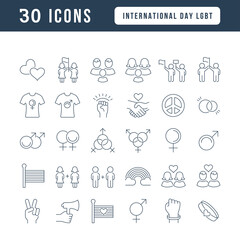 Vector Line Icons of International Day LGBT