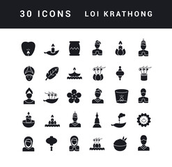 Fototapeta na wymiar Vector Simple Icons of Loi Krathong