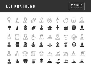 Vector Simple Icons of Loi Krathong