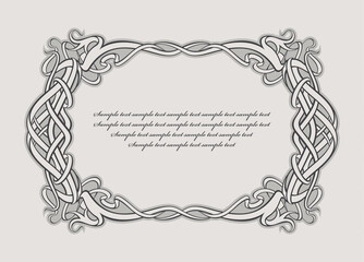 Vintage artistic frame made of ribbons. Graphic element for design of book or greeting card.