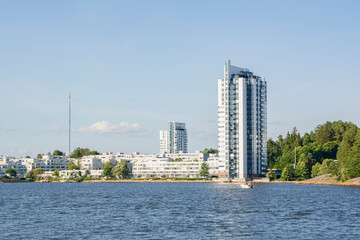 View of the Kivenlahti and Gulf of Finland in summer, Espoo, Finland