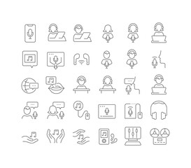 Vector Line Icons of Podcast