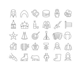 Vector Line Icons of Day of Russia - Powered by Adobe