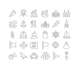 Vector Line Icons of Scarlet Sails