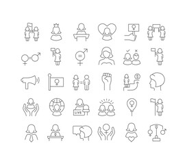 Vector Line Icons of Women Equality Day