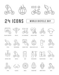 Vector Line Icons of World Bicycle Day