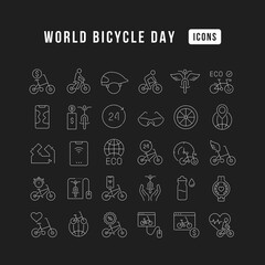 Vector Line Icons of World Bicycle Day