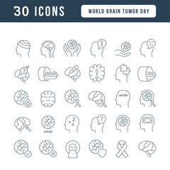 Vector Line Icons of World Brain Tumor Day