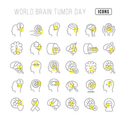 Vector Line Icons of World Brain Tumor Day