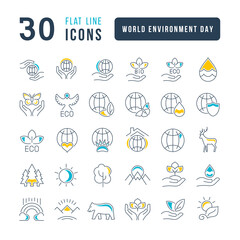 Fototapeta premium Vector Simple Icons of World Environment Day