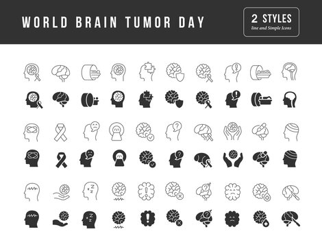 Vector Simple Icons of World Brain Tumor Day