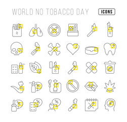 Vector Line Icons of World No Tobacco Day