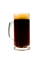 A mug full of dark beer. isolated on a white background.