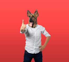 Man in Dog Mask Giving Thumbs Up