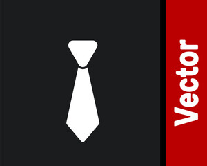 White Tie icon isolated on black background. Necktie and neckcloth symbol. Vector.