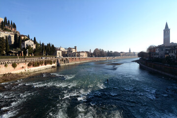 Verona is one of the most romantic cities in Italy. From the Adige river you can see the hill and cross the Stone bridge, one of the oldest in Veneto.