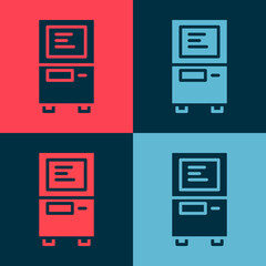 Pop art ATM - Automated teller machine icon isolated on color background. Vector.