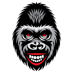 Obraz premium Vector color illustration with a smiling gorilla head