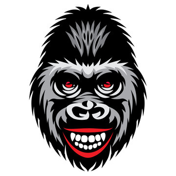 Vector color illustration with a smiling gorilla head