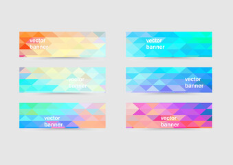 Set of four colorful abstract geometric background with triangular polygons.