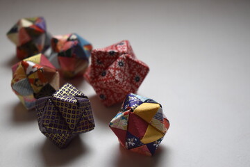 Multicolor modular origami star decoration, Traditional Japanese Paper Chiyogami