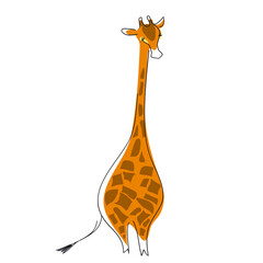 Illustration of cute giraffe. Cartoon character. 