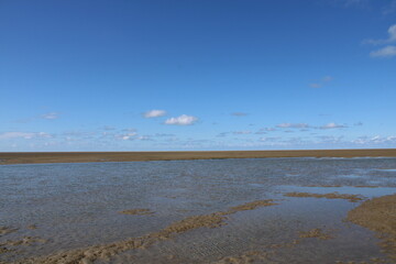Obraz premium A walk in isolation through wadden sea national park in Southern Denmark
