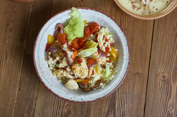 Israel  Ptitim casserole with chicken and vegetables