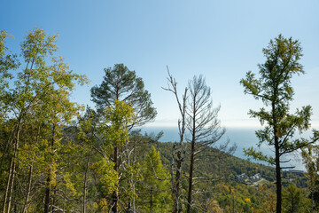 Natural landscape with a view of lake Baikal.