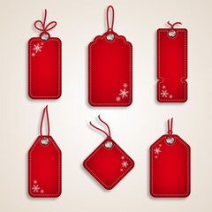 Vector realistick set of red Christmas sale paper tags for christmas holiday shopping promotion. © ku4erashka