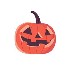 Orange Halloween pumpkin with a happy face on a white background. Lantern pumpkin.