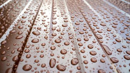 raindrops on the metal profile sheet