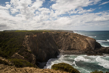 Long rocky coastline landscape
