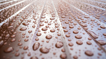 raindrops on the metal profile sheet