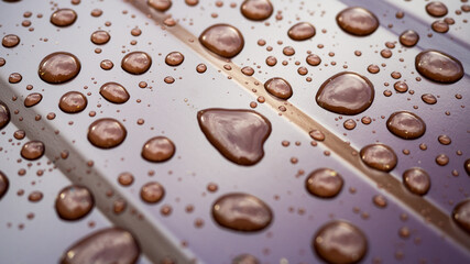 raindrops on the metal profile sheet