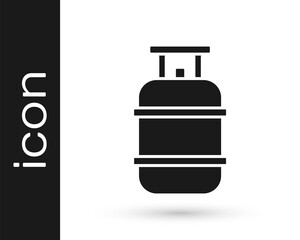 Black Propane gas tank icon isolated on white background. Flammable gas tank icon. Vector.