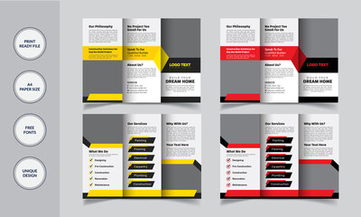 Best Construction Trifold Brochure Print Templates
Vector Design.
Template details:
2 Color Version
Full Vector eps. file
Easy Customization and Editable
Size: A4 (210X297)
300 DPI resolution